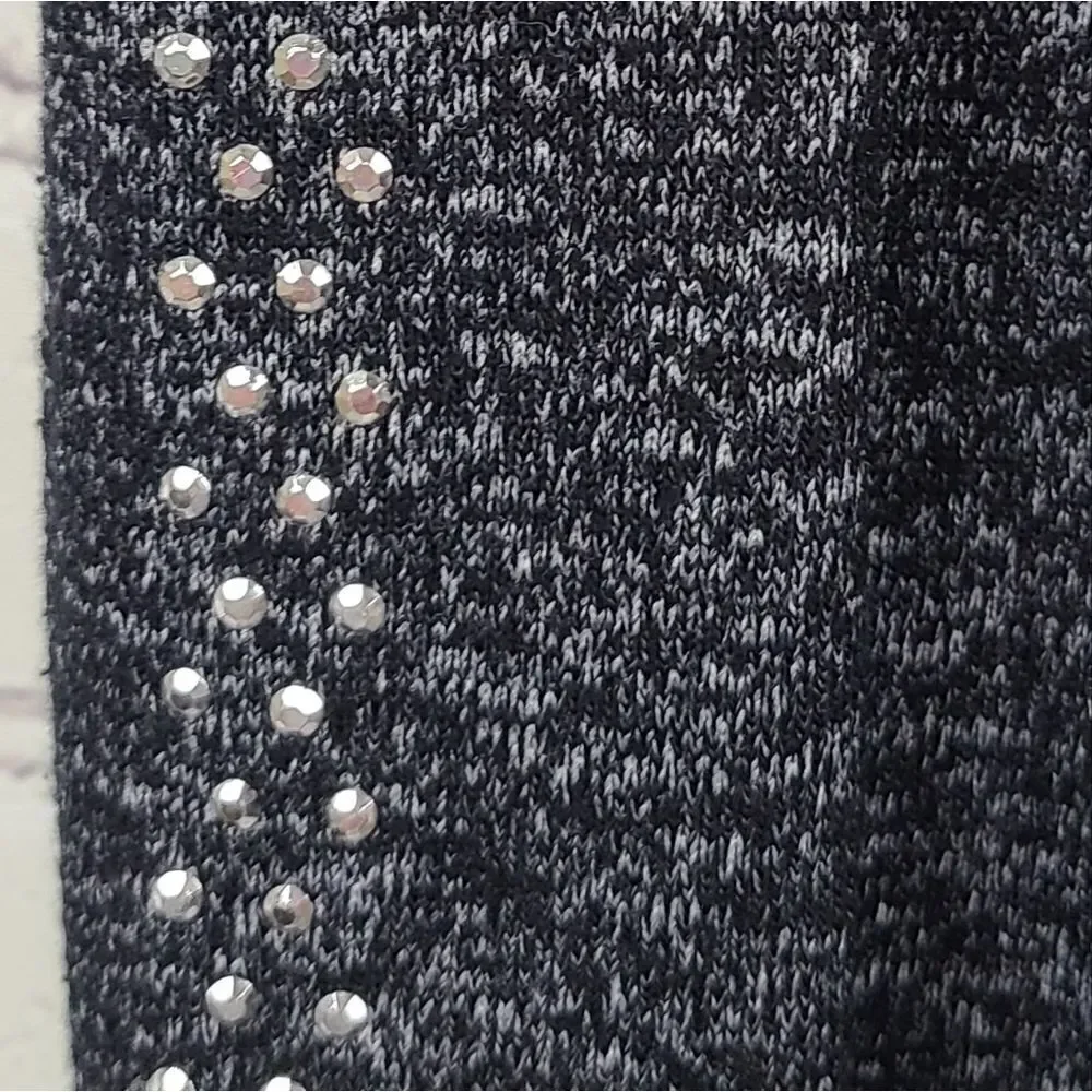 Justice Active Girls 8 Black Heather Hacci Jogger Pants Silver Stud Sparkly Knit